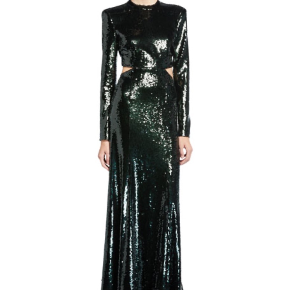 A.L.C. Gabriela Black/Green Sequin Gown